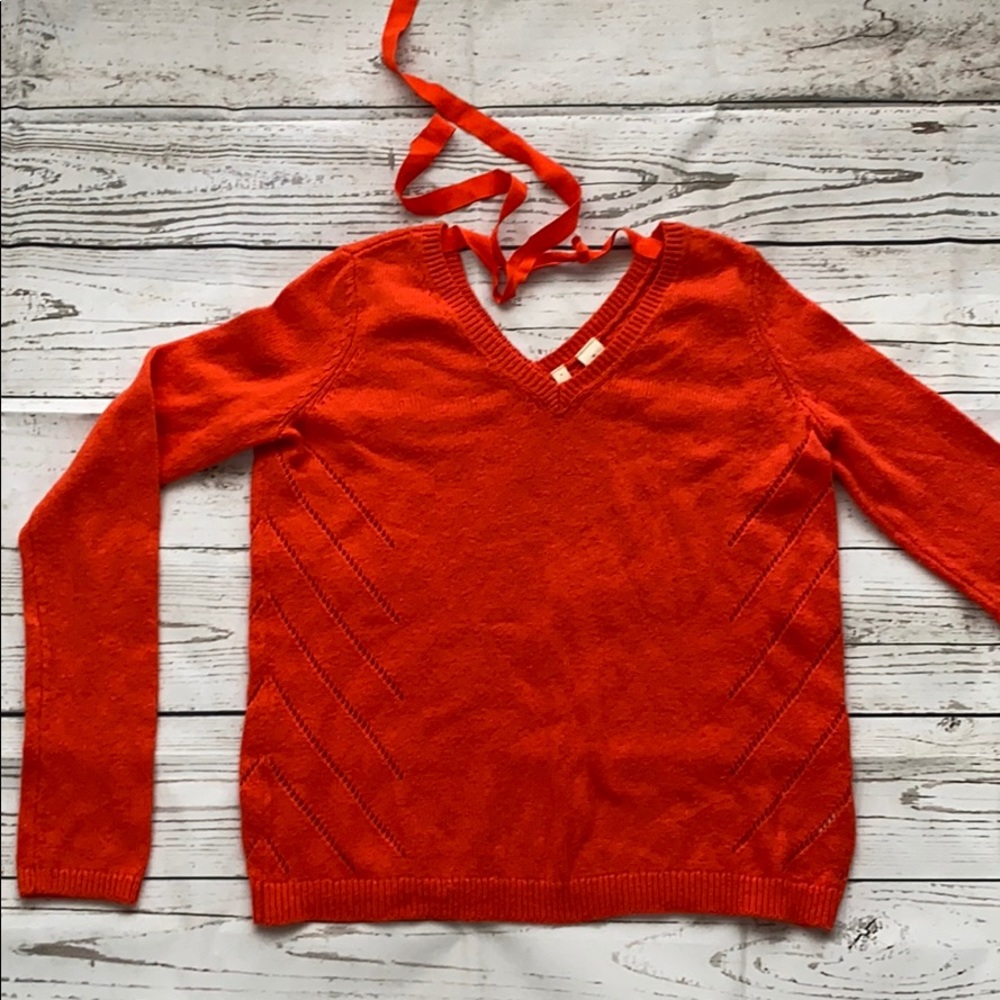 Bright orange sweater from Anthropologie